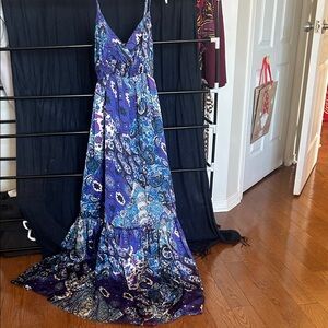 Elegant Blue and Purple Maxi Dress